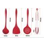 JunbosiMulti-Color Red Blue Green Four-Piece Silicone Kitchenware Set Soup Spoon Shovel Food Clip Kitchen Tool,Red