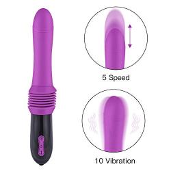 Silicone Thrusting Dildo Vibrator Women’s Toy 7 Speed 360 Degree Rotating Pulsator G Spot Clitoris Stimulator Wand Vagina Massager Pocket Size USB Adult Sex with Raised Dotted Balls Products Purple