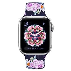 YOUKEX Sport Flower Band Compatible with Apple Watch 38mm 40mm 42mm 44mm,Soft Printed Strap Replacement Wristbands Compatible with iwatch Sport Series 4 Series 3 Series 2 Series 1