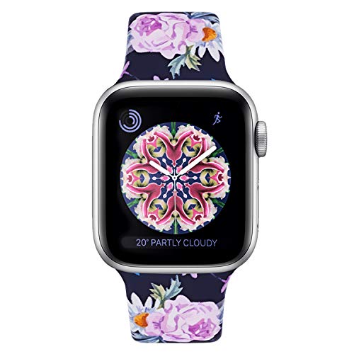 YOUKEX Sport Flower Band Compatible with Apple Watch 38mm 40mm 42mm 44mm,Soft Printed Strap Replacement Wristbands Compatible with iwatch Sport Series 4 Series 3 Series 2 Series 1