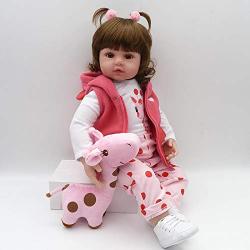 Nicery Reborn Baby Doll Soft Simulation Silicone Vinyl 18/22 inch 46/56 cm Magnetic Mouth Lifelike Vivid Boy Girl Toy Pink Coat Baby Doll RD45C258W-P (56cm)