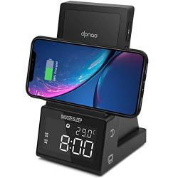 dpnao Wireless Charging Stand with Bluetooth Speaker Alarm Clock Night Light USB Fast Charging Port Compatible with iPhone 11/11 Pro/11 Pro Max/XR/Xs Max/XS/X/8/8 Plus Galaxy S10/S10 Plus/S10E/S9