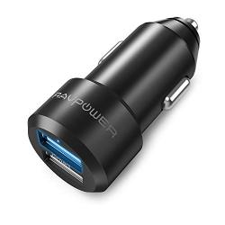 USB Car Charger RAVPower 24W 4.8A Metal Dual Car Adapter, Compatible with iPhone 11/Pro/Max XS Max XR X 8 7 Plus, iPad Pro Air Mini, Galaxy S9 S8 S7 S6 Edge Note and More (Black)