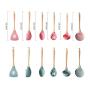 Silicone Kitchenware Wood Non-stick Spatula High Temperature Soup Spoon Household Cooking Set (shovel, Colander, Soup Spoon, Face Claw, Seasoning Spoon)