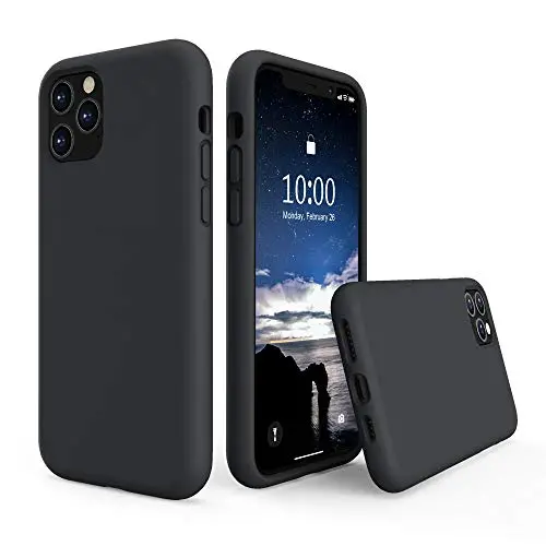 SURPHY Silicone Case Compatible with iPhone 11 Pro Max Case 6.5 inch, Liquid Silicone Full Body Thickening Design Phone Case (with Microfiber Lining) for iPhone 11 Pro Max 6.5 2019, Black
