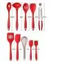 IMLUCKY Kitchen Utensils, Silicone Heat-Resistant Non-Stick Kitchen Utensil Set Cooking Tools 10+1 Piece,Turner, Whisk, Spoon,Brush,spatula, Ladle Slotted turner, Tongs, Pasta Fork and Spoon Rest