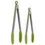 FXINJZANJ Set of 2 - 9" 12" Stainless Steel Kitchen Tongs with Green Heat Resistant Silicone Food Clip