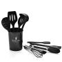 YWT Non Stick Silicone Kitchen Utensils Set of 11 with Storage Bucket - Silicone Kitchenware Set Cooking Shovel Spoon Tool Black Suitable for Cooking and Baking