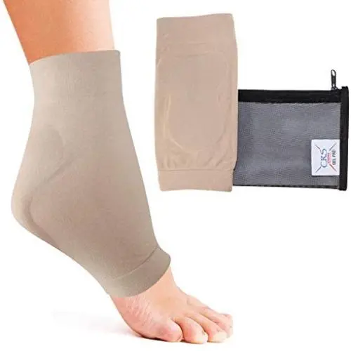 CRS Cross Achilles Heel Sleeve - Premium padded compression gel sleeve / sock for cushion & protection of Haglunds bump, achilles tendonitis, and bursitis (One size fits most)