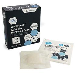 Medpride 4 X 4 Foam Wound Dressing (10-Count) Sterile, Waterproof Silicone Adhesive Border | Home or Emergency Healing Support | Partial or Shallow Drainage Coverage | Gentle