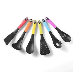 Jdeepued Silicone kitchenware 6-Piece Multi-Colored Silicone Kitchen Utensil Set High Heat Resistant Silicone Kitchen Utensils (Color : Multi-Colored, Size : 6 Piece Set)