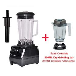 Eu/Uk/Us/Au Plug 3Hp 2200W 2L Commercial Grade Professional Ice Smoothie Blender Mixer Juicer Food Processor 220V/110V,Black Extra Dry Jar,Eu Plug