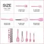 Silicone Cooking Utensil Set- Silicone Spatula Set Kitchen Utensil Set -Silicone Kitchenware Utensil Set Non-Stick & Heat Resistant for Cooking,Baking and Mixing BPA Free Heat Resistant 450?F (Pink)
