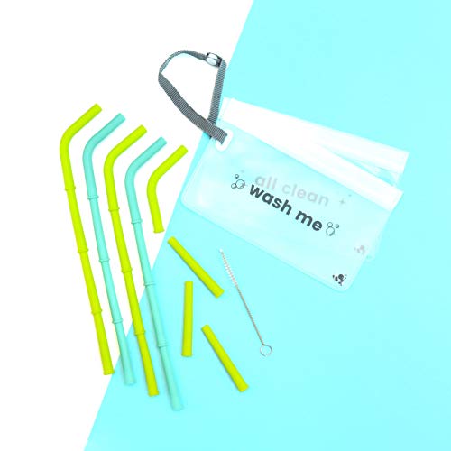 Build-A-Straw Reusable Silicone Drinking Straws (Sea Turtle Collection)