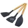 Holarose 9-Piece Set of Silicone Handle with Wooden Handle Non-Stick Silicone Shovel Spoon Set Kitchen Silicone Kitchenware Set