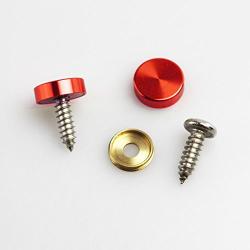 Set of 4 Anti Rust Resistant Stainless Steel Screw+Red Aluminum Screw Caps not plastic cap for License Plate frame