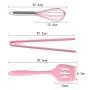 firlar 6pcs Silicone Baking Utensils Set, Pink Silicone Egg Beater Spoon Clip Spatula Oil Brush Kitchenware Hand Whisk Mixer Cookware Set