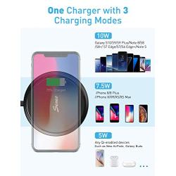 Wireless Charger Pad, Seneo 10W Fast Wireless Charging, 7.5W Compatible iPhone 11/11 Pro/11 Pro Max/XR/Xs Max/Xs/X/8/8P/New Airpods, 10W Compatible Galaxy S10/S9/Note 10/Note 9 (NO AC Adapter)-Black