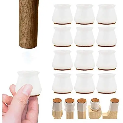 24 Pack Silicone Chair Leg Protectors for Hardwood Floor,Furniture Leg Protectors for Free Moving ，Felt Bottom Soft Furniture Foot Protector Pads Prevent Floor from Scratches and Noise(Transparent)