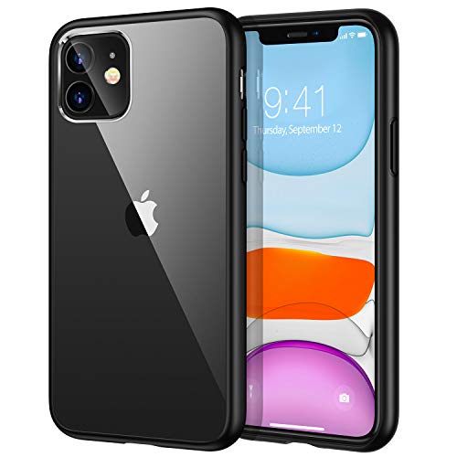 TORRAS Hybrid Clear iPhone 11 Case, Anti-Yellow [RoHS Certified] X-Shock Full Protection Hard PC with Soft Bumper Slim Thin Phone Cover Case for iPhone 11 6.1 inch (2019), Black