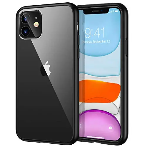 TORRAS Hybrid Clear iPhone 11 Case, Anti-Yellow [RoHS Certified] X-Shock Full Protection Hard PC with Soft Bumper Slim Thin Phone Cover Case for iPhone 11 6.1 inch (2019), Black