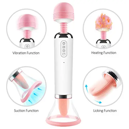 Hands-Free Heating 4 in 1 Vibratoir Medical Grade Silicone Massage Toys with 12 Powerful Vibration Modes Personal Massager Waterproof Rechargeable Play Love Real Touch Feeling