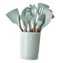 LOVIVER Silicone Cooking Utensils Lot Kitchen Utensil Set of 9, -40℃~230℃ Resistant - Light Green, Plastic Holder Included