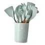 LOVIVER Silicone Cooking Utensils Lot Kitchen Utensil Set of 9, -40℃~230℃ Resistant - Light Green, Plastic Holder Included