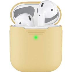 PodSkinz AirPods 2 & 1 Case [Front LED Visible] Protective Silicone Cover and Skin Compatible with Apple AirPods (Pastel Yellow)