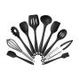 Kitchen Utensil Sets Silicone Kitchenware 10 Piece Nonstick Cookware Set Kitchen Tools Baking Utensils,Black