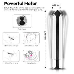 G Spot Vibrator Stimulator Silicone Adjustable 10 Speed Vagina Clitorial Stimulation Vibrating Bullet Handheld Massager Stick Flirt Brush Oral Sex Simulator Licking Sex Toy (Silver)