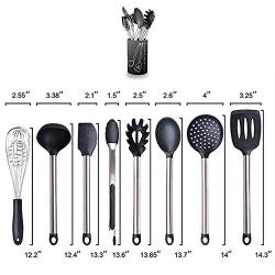 Fenrs Kitchen Utensil Set Silicone Cooking Utensil Set 9pcs/set Black Silicone Kitchenware Set Heat Resistance Kitchen Cooking Utensil Tools Best Kitchen Gadgets Kitchen Tool Set Gift