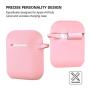 AirPods Case, Silicone Cover with U Shape Carabiner,360°Protective,Dust-Proof,Super Skin Silicone Compatible with Apple AirPods 1st/2nd (Pink)