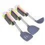 Hjyi Kitchen Cooking Non-stick pot dedicated to high-temperature cooking spoon shovel spoon kitchen utensils silicone stainless steel kitchenware fried spatula (three-piece set)