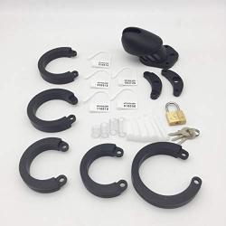 Males Silicone Control Massage Device with 5 Rings (Black,Short)