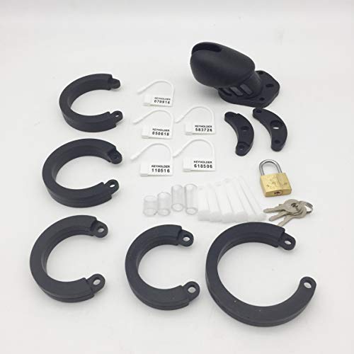 Males Silicone Control Massage Device with 5 Rings (Black,Short)