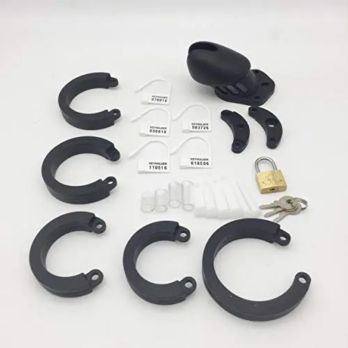 Males Silicone Control Massage Device with 5 Rings (Black,Short)