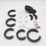 Males Silicone Control Massage Device with 5 Rings (Black,Short)