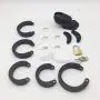 Males Silicone Control Massage Device with 5 Rings (Black,Short)