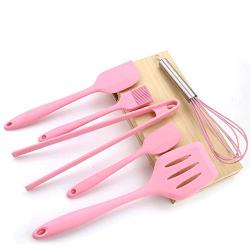 Yuybei-Home Silicone kitchenware 6-Piece Pink Silicone Baking Set Durable Silicone Heat Resistant 446°F Seamless Non-Stick Kitchen Mixing Cooking Baking Utensils Nonstick Heat Resistant Tools