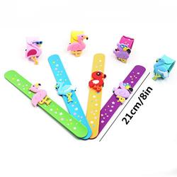 SUSHAFEN 8 Pcs Flamingo Slap Bracelets Cartoon Animal Silicone Wristbands Novelty Toy School Prize Gifts Kids Slap Bands Flamingo Party Supplies Kids Birthday Party Favors