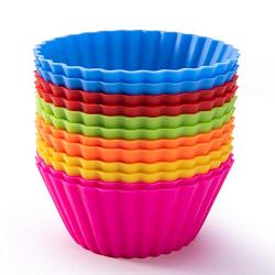 Silicone Baking Cups, SAWNZC Reusable Cupcake Liners Non-stick Muffin Cups Cake Molds Cupcake Holder, 12 Packs in 6 Rainbow Colors