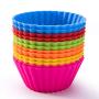 Silicone Baking Cups, SAWNZC Reusable Cupcake Liners Non-stick Muffin Cups Cake Molds Cupcake Holder, 12 Packs in 6 Rainbow Colors