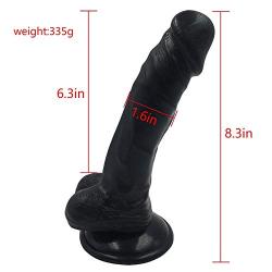 Yasuodd Portable 8.3 inch Realistic Massager Toys Lifelike Silic?ne-D?ld? with Suction Cup for Women (Color : Black)