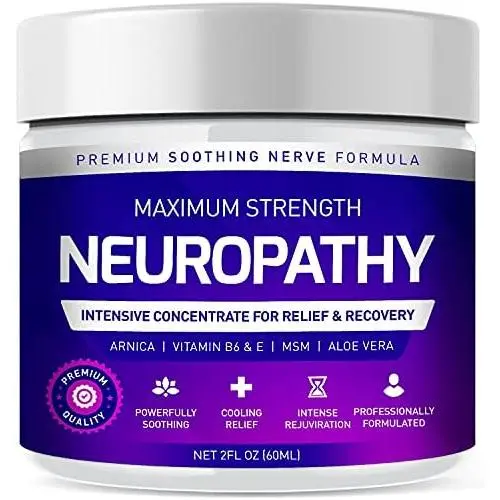 Neuropathy Nerve Therapy & Relief Cream - Maximum Strength Relief Cream for Foot, Hands, Legs, Toes Includes Arnica, Vitamin B6, Aloe Vera, MSM - Scientifically Developed for Effective Relief 2oz