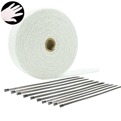 HM&FC Fiberglass white exhaust header wrap 50 Feet(L)* 2 Inch (L)