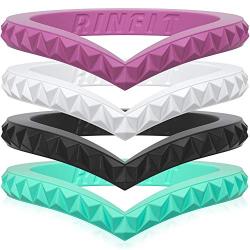 Rinfit Designed Silicone Wedding Ring for Women Set of Thin and Stackable Rings. 3 Pack & 4 Pack. Affordable, Comfortable, Soft, Metal Free Rubber Wedding Bands. Durable Wedding Ring Replacement.