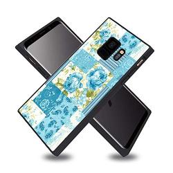 Samsung Galaxy S9 Case, Blue Flower Shock-Absorption TPU Rubber Bumper Samsung Galaxy S9 Case, Ultra Thin Slim Protective Cover for Samsung Galaxy S9-Black