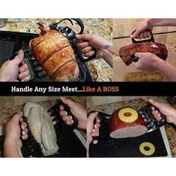 JunbosiKitchenware BBQ Grill Set Silicone Grill 4 Piece Set Silicone Gloves Two Piece Set Brush Clip,Red