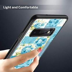 Samsung Galaxy S10 Case, Blue Flower Shock-Absorption TPU Rubber Bumper Samsung Galaxy S10 Case, Ultra Thin Slim Protective Cover for Samsung Galaxy S10-Black